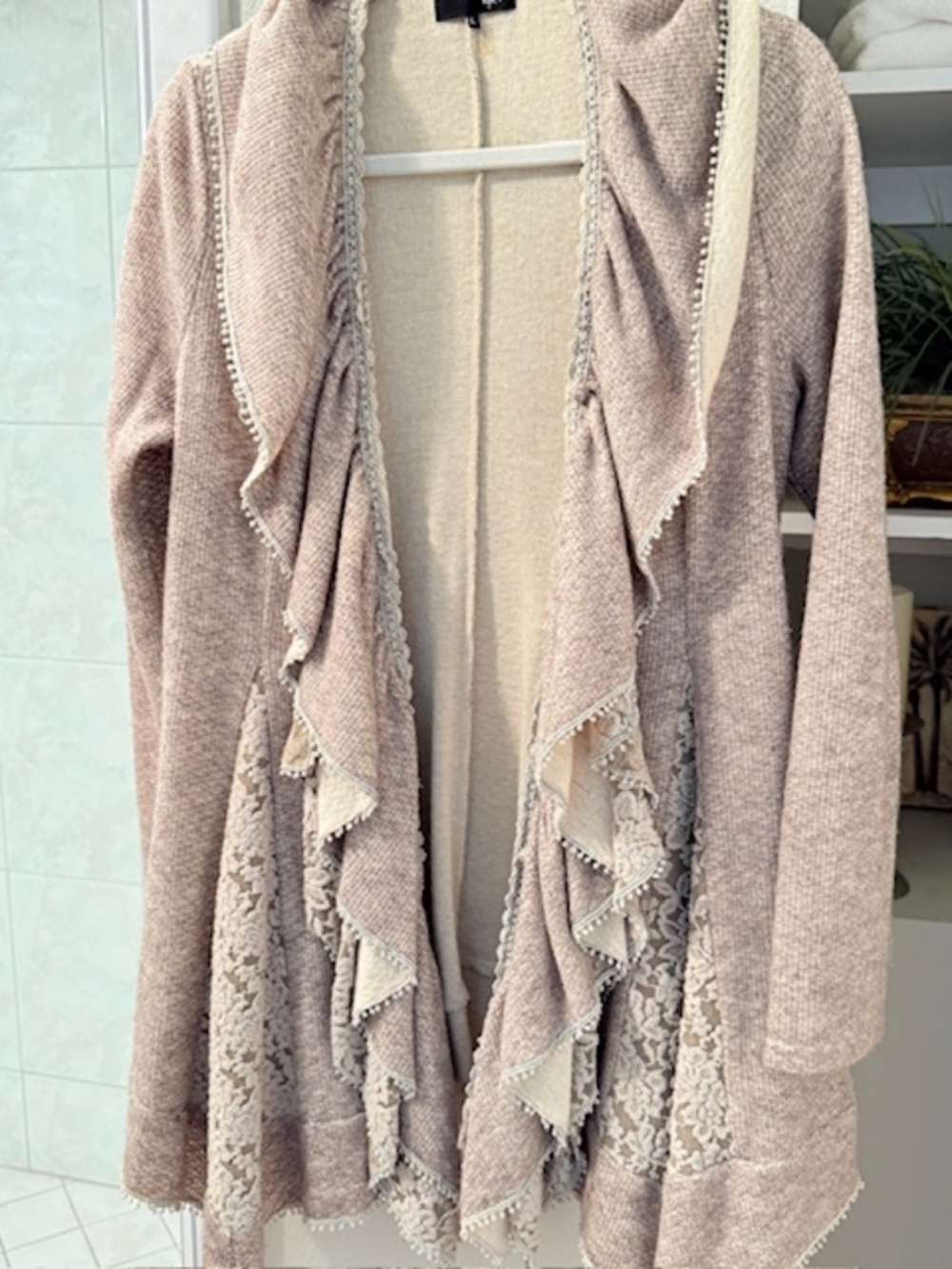 Designer Ryu cardigan front ruffled sweater